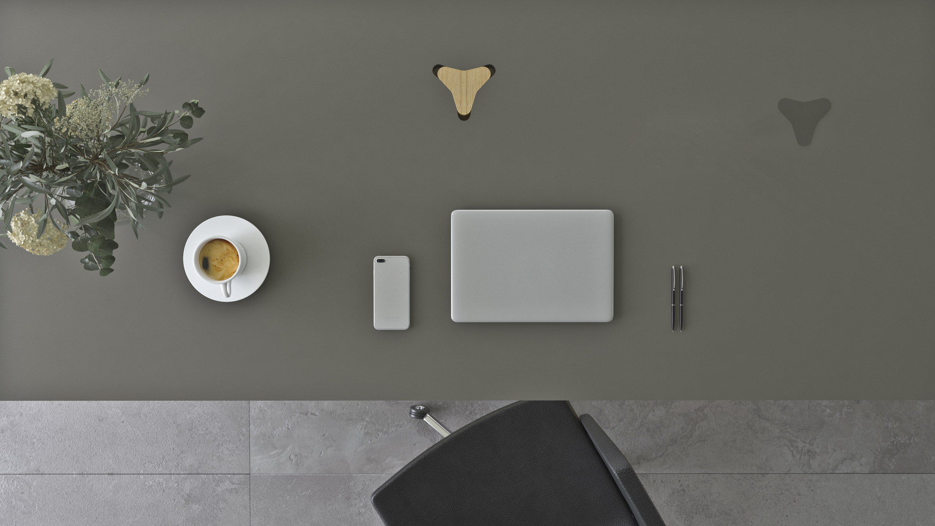 MOVE&LEAD, H16B01 - Black HPL Fenix/Black edge, AA - Oak veneer, 2000x850